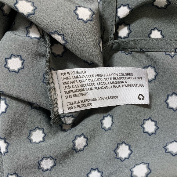 Merona gray short sleeve blouse white polka dots - Picture 6 of 6